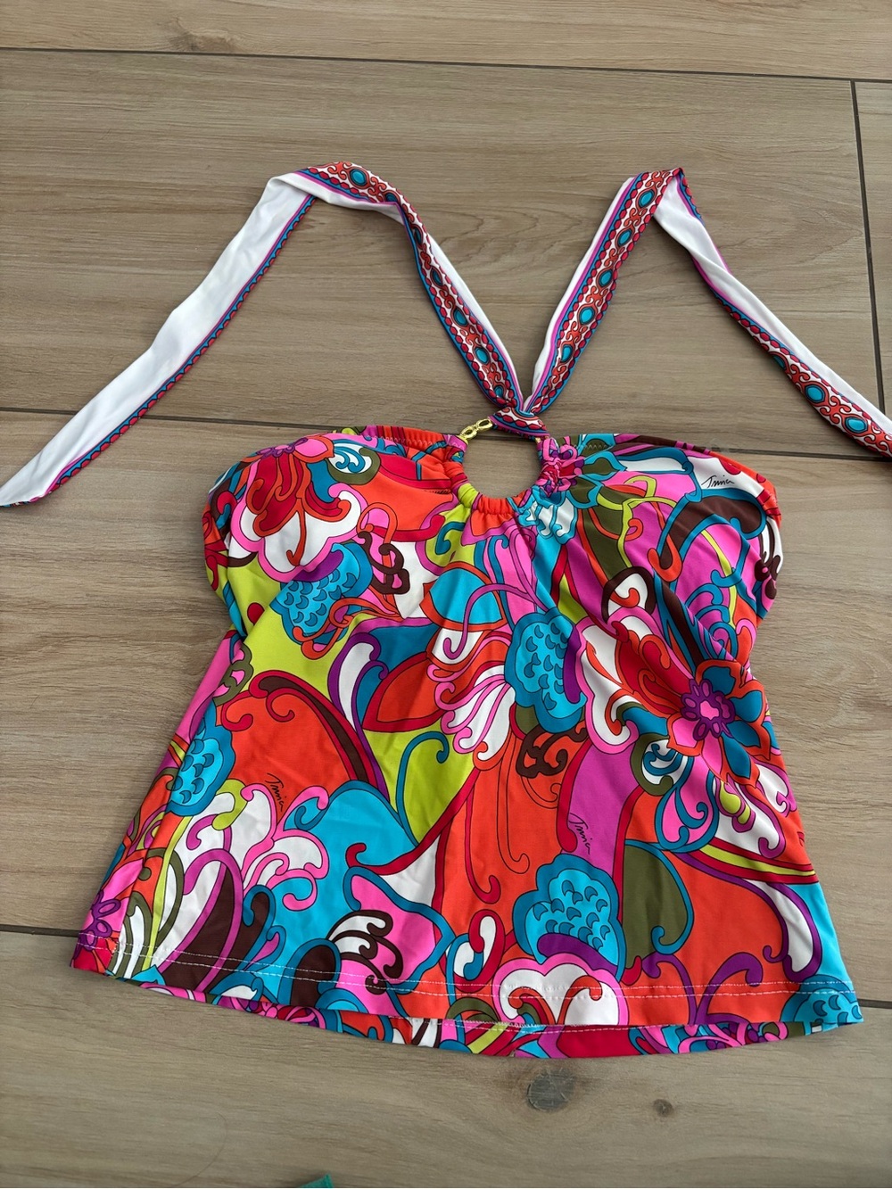 Trina Turk Fiji Flowers halter tankini top only - Picture 4 of 7
